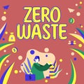Handwriting text Zero Waste. Business approach industrial responsibility includes composting, recycling and reuse