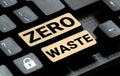 Handwriting text Zero Waste. Word for industrial responsibility includes composting, recycling and reuse