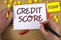 Handwriting text writing Credit Score. Concept meaning Capacity to repay a loan Creditworthiness of an individual