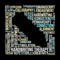 Handwriting Therapy Word Cloud. Key Topics for Writing Development and Rehabilitation Royalty Free Stock Photo