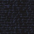Handwritten abstract text seamless pattern,  cursive script background Royalty Free Stock Photo