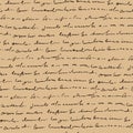 Handwritten abstract text seamless pattern, vector monochrome script background Royalty Free Stock Photo