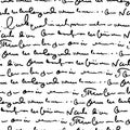 Handwritten abstract text seamless pattern, vector monochrome script background Royalty Free Stock Photo