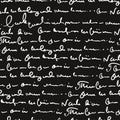 Handwritten abstract text seamless pattern, vector monochrome script background Royalty Free Stock Photo