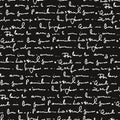 Handwritten abstract text seamless pattern, vector monochrome script background Royalty Free Stock Photo
