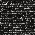 Handwritten abstract text seamless pattern, vector monochrome script background Royalty Free Stock Photo