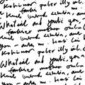 Handwritten abstract text seamless pattern, vector script background