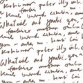 Handwritten abstract text seamless pattern, vector script background Royalty Free Stock Photo