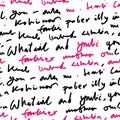 Handwritten abstract text seamless pattern, vector script background Royalty Free Stock Photo