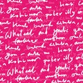 Handwritten abstract text seamless pattern, vector script background Royalty Free Stock Photo