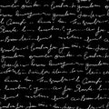 Handwritten abstract text vector seamless pattern, vector monochrome script