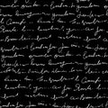 Handwritten abstract text vector seamless pattern, vector monochrome script