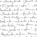 Handwritten abstract text vector seamless pattern, vector monochrome script Royalty Free Stock Photo