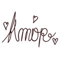 Handwritten Amor word in Spanish. Translated word LOVE. Royalty Free Stock Photo