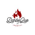 Handwritten `Barbecue Party` grill logo with, white background, vector design