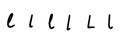 Handwritten black english latin L alphabet letter symbol. Vector illustration hand drawn doodle Royalty Free Stock Photo