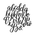 Handwritten Brush Letters. ABC. Modern Calligraphy. Hand Lettering Vector Alphabet