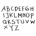 Handwritten brush script Black and white English alphabet lettering doodle Letter vector