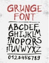 Handwritten calligraphic black ink grunge alphabet