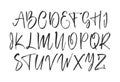 Handwritten calligraphic brush Font. English Alphabet letters.