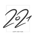 Handwritten calligraphic brush number lettering of 2021 in frame. Happy New Year. Royalty Free Stock Photo