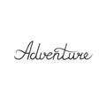 Handwritten calligraphy ink. The word `Adventure`. Template for your design. Element for greeting cards, invitations, posters and