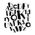 Handwritten calligraphy and lettering grungy font alphabet set o