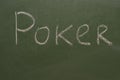 Handwritten chalk poker inscription on green board