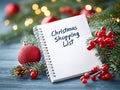 a handwritten Christmas Shopping list Royalty Free Stock Photo