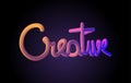 Handwritten Creative word with vibrant colourful 3D effect. Creative vector illustration with sponge and 3D effect