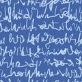 Handwritten Cursive Script Seamless Vector Pattern, Unreadable Handwriting Texture