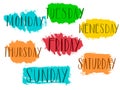 Handwritten days of the week monday, tuesday, wednesday, thursday, friday, saturday sunday calligraphy.Lettering typography Vector