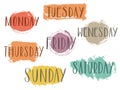 Handwritten days of the week monday, tuesday, wednesday, thursday, friday, saturday sunday calligraphyLettering typography Vector