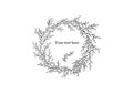 Handwritten doodle wreath of branches with small leaves for your personal design Royalty Free Stock Photo