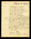 Handwritten French poem