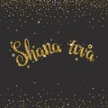 Handwritten glitter gold lettering with text 