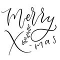 Handwritten greeting card. Printable Merry X-mas text. Calligraphic Christmas poster