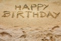 Happy Birthday in the sand Royalty Free Stock Photo