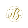 Handwritten I B or B letter logo with circle line Royalty Free Stock Photo