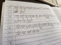 Handwritten Javanese script written by students in school. Royalty Free Stock Photo