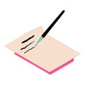 Handwritten letter icon isometric vector. Fountain pen write on paper sheet book Royalty Free Stock Photo