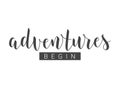 Handwritten Lettering of Adventures Begin. Vector Stock Illustration