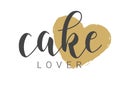 Handwritten Lettering of Cake Lover. Vector Stock llustration