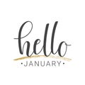 Handwritten lettering of Hello January on white background