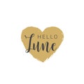 Handwritten lettering of Hello June on white background