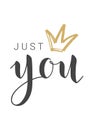 Handwritten Lettering of Just You. Vector Illustration Royalty Free Stock Photo