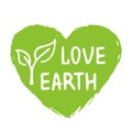 Handwritten lettering of Love Earth on White Background