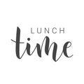 Handwritten Lettering of Lunch Time. Vector Stock Illustration Royalty Free Stock Photo