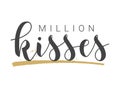 Handwritten Lettering of Million Kisses. Vector Stock Illustration