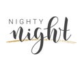 Handwritten Lettering of Nighty Night. Vector Stock Illustration Royalty Free Stock Photo